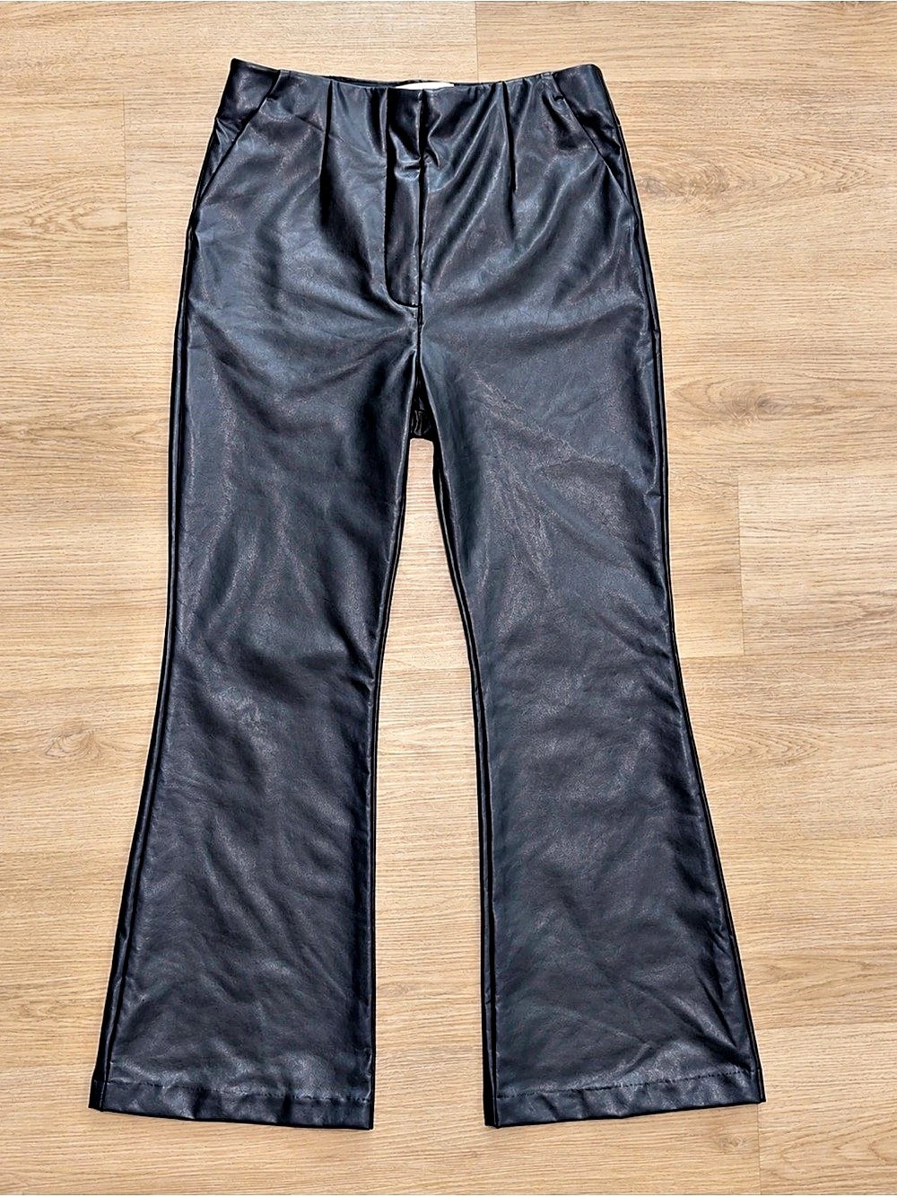 Abercrombie & Fitch Vegan Leather Flare Pant Black Waist 28